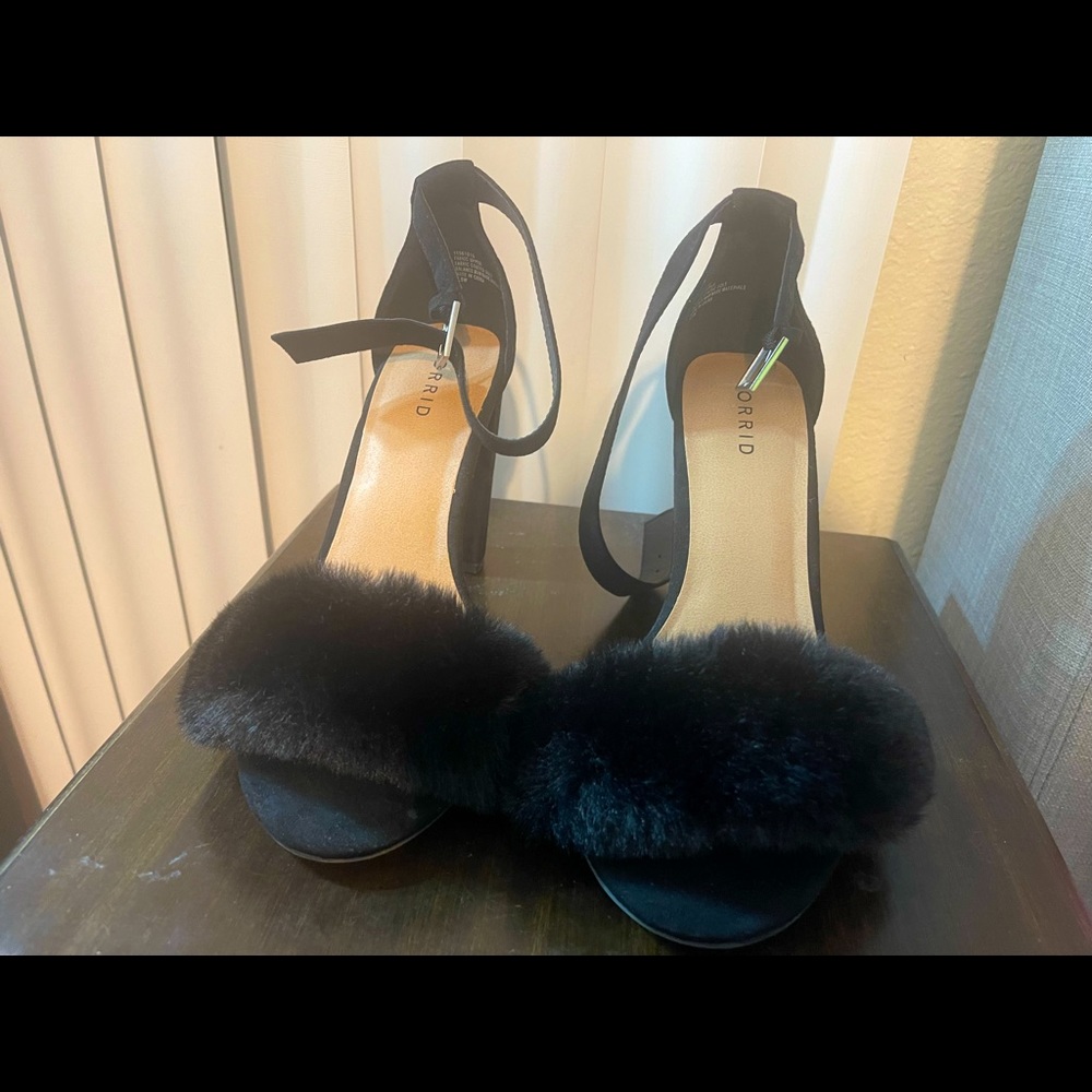 Torrid Fuzzy Black Heels